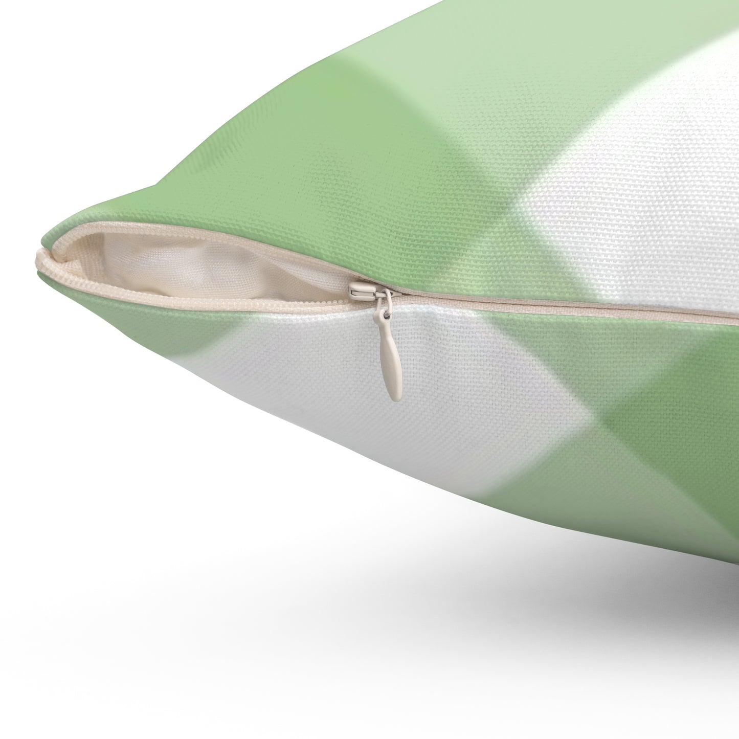 Green and white Plaid Polyester Square Pillow