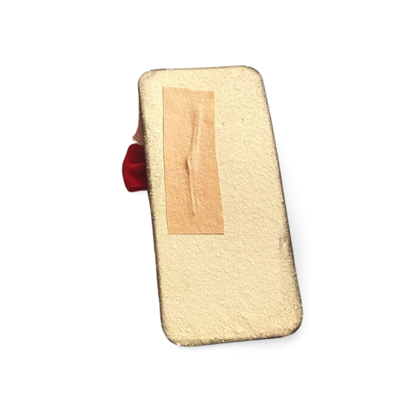 Red and gold bow journal tag