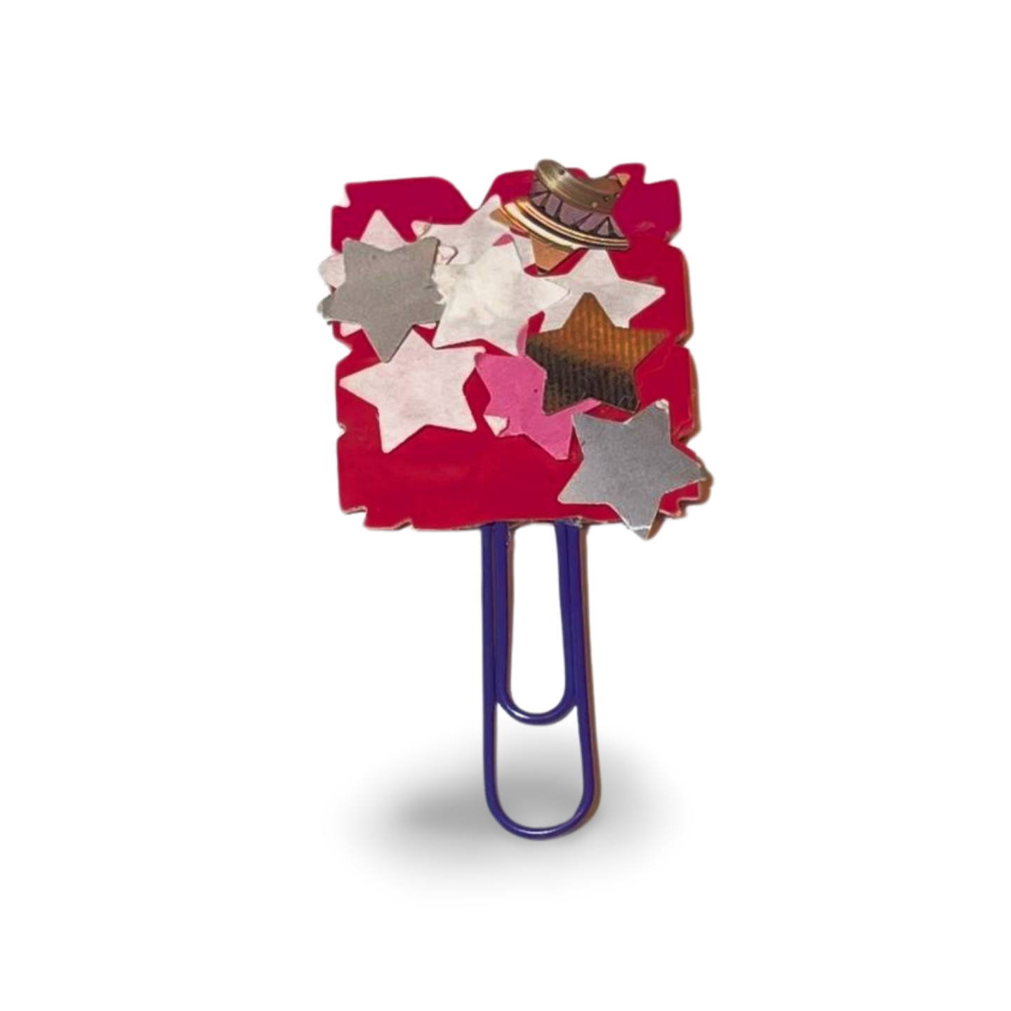 Pink patch work star paper clip