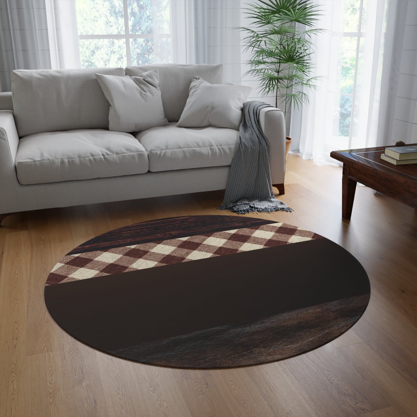 Brown Round Rug