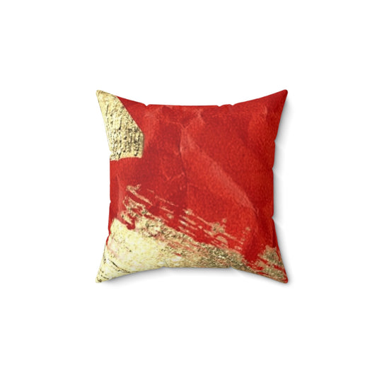 Red and gold Polyester Square Pillow