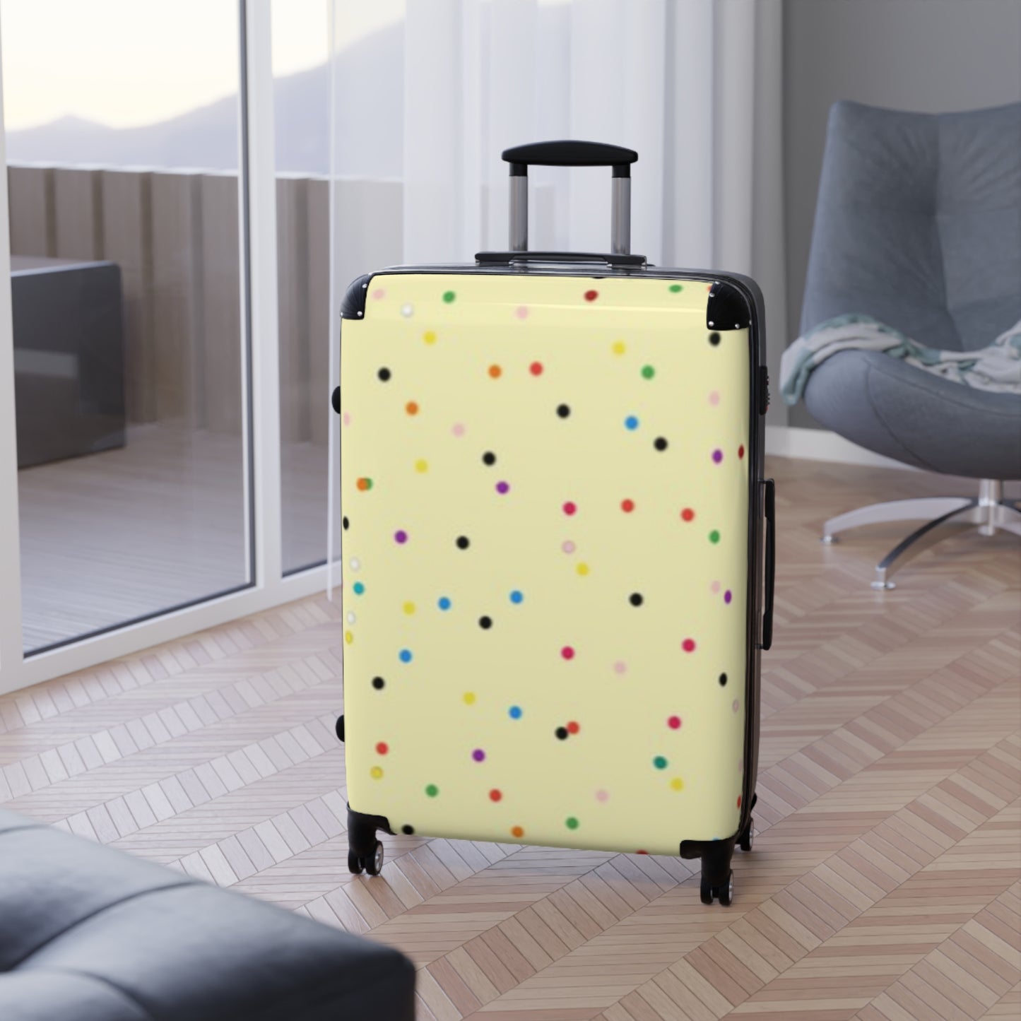 Yellow Polka Dot Suitcase