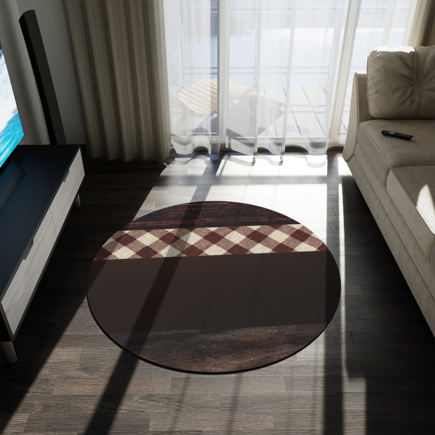 Brown Round Rug