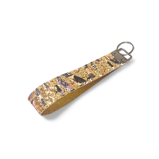 Patchwork Faux Leather Wristlet | Gold HTV Vinyl | Key Holder