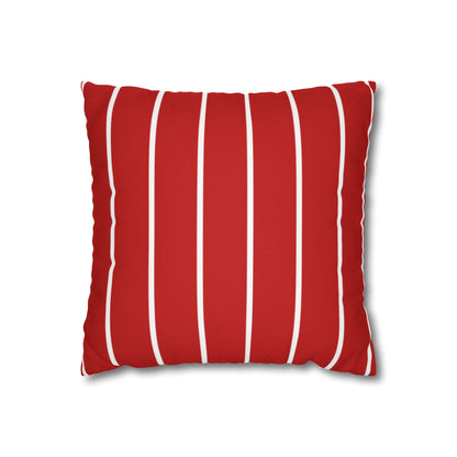 Red & White Stripe Spun Polyester Square Pillowcase