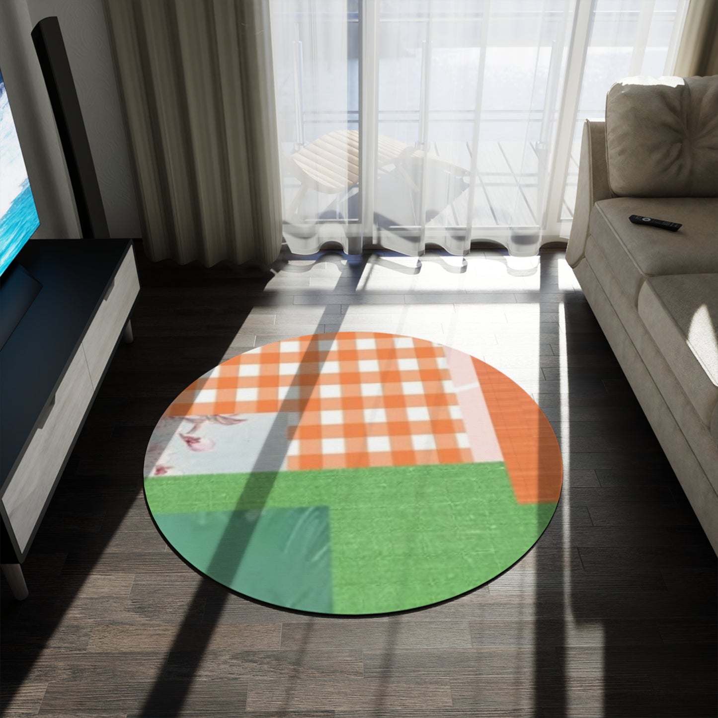 Green and orange Decorative Round Rugs