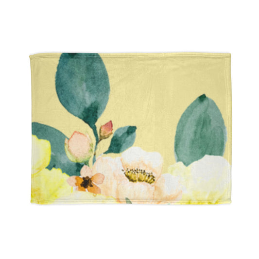 Yellow and Green flower Soft Polyester warm Blanket