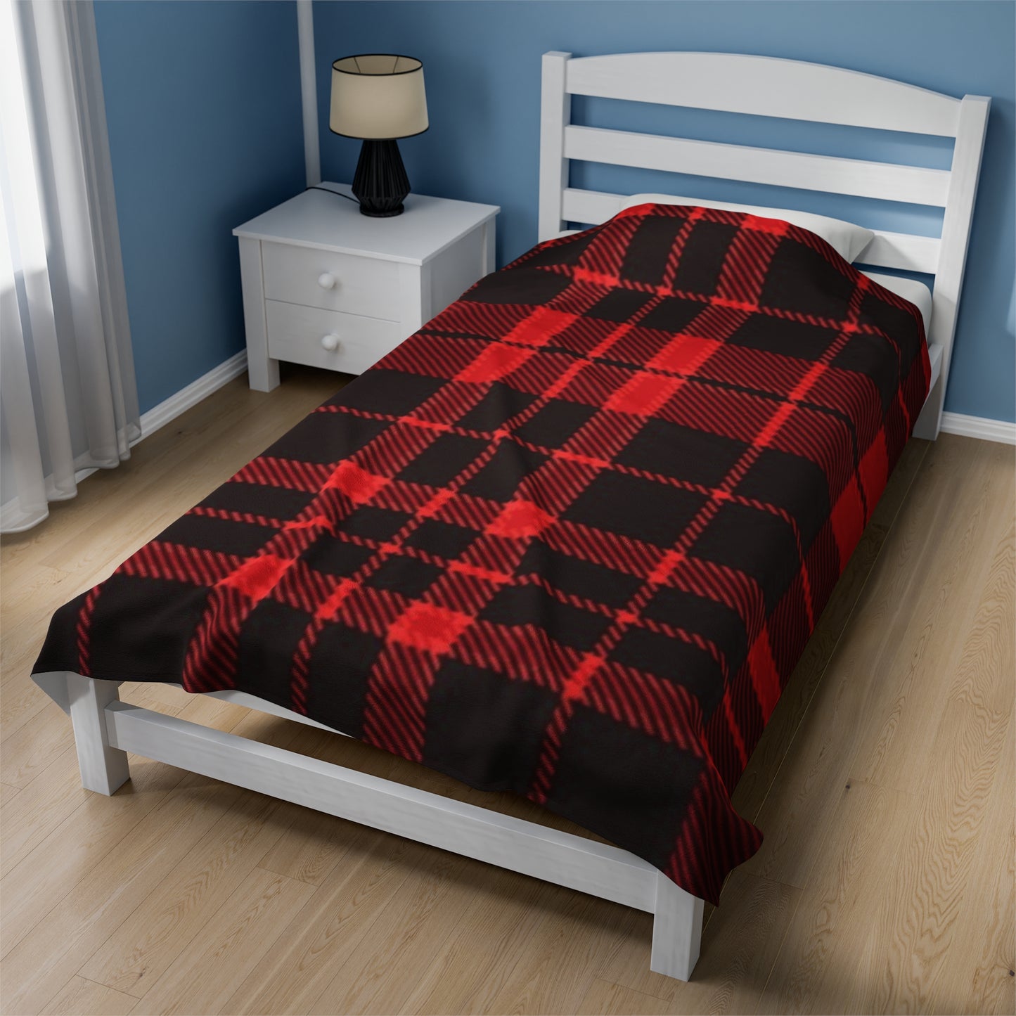 Velveteen Red & Black Plaid Plush Blanket