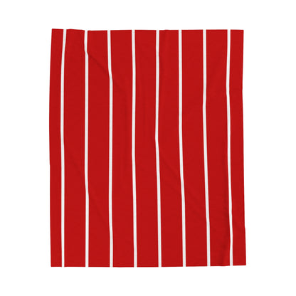 Red & White Stripe Velveteen Plush Blanket