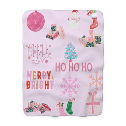 Pink Christmas Sherpa Fleece Blanket