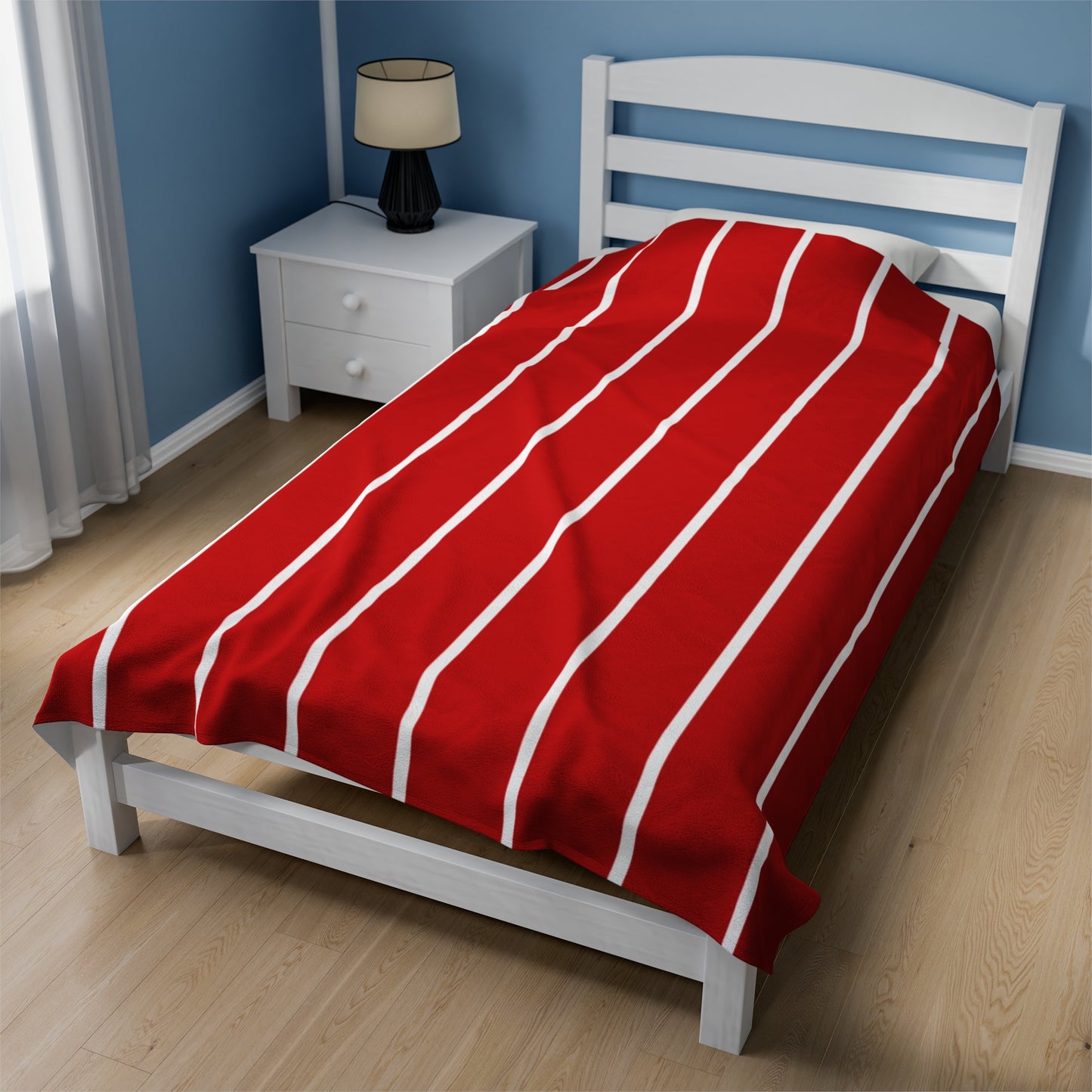 Red & White Stripe Velveteen Plush Blanket