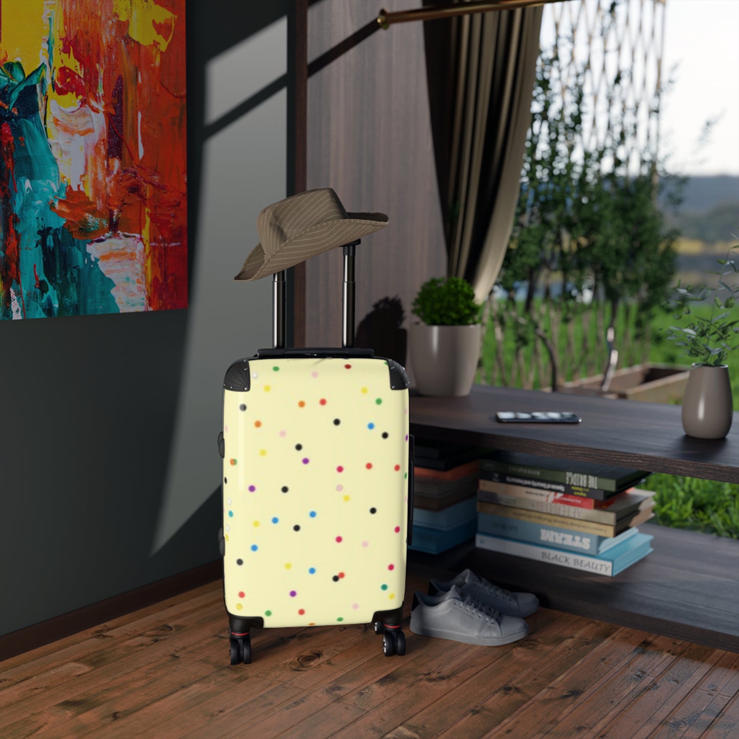 Yellow Polka Dot Suitcase