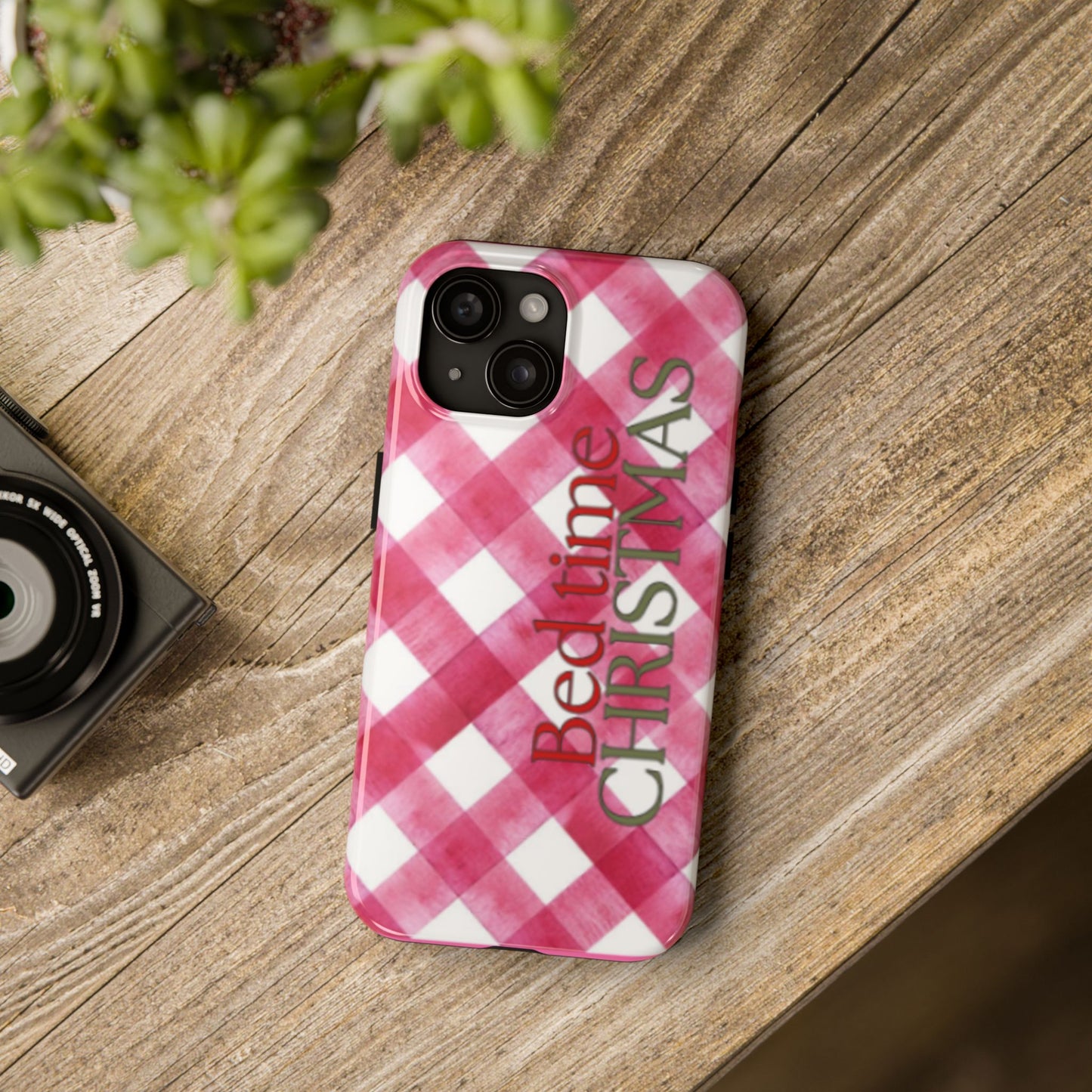 Pink plaid Christmas phone case