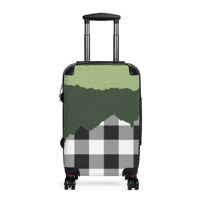 Hunter Green With Plaid Design Suitcase