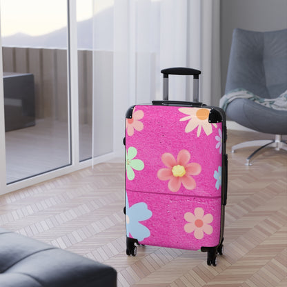 Pink Flowers Design Suitcase