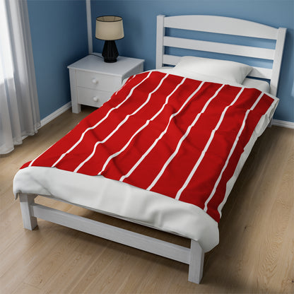 Red & White Stripe Velveteen Plush Blanket