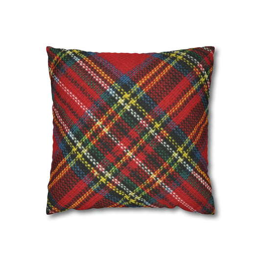 Christmas Plaid Spun Polyester Square Pillowcase