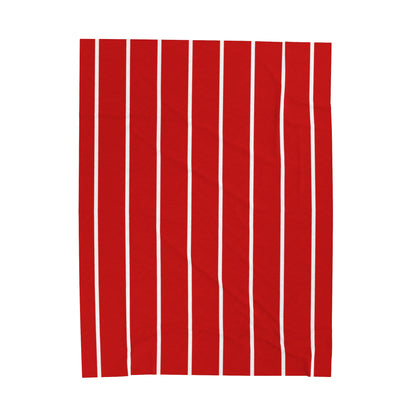 Red & White Stripe Velveteen Plush Blanket