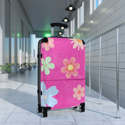 Pink Flowers Design Suitcase