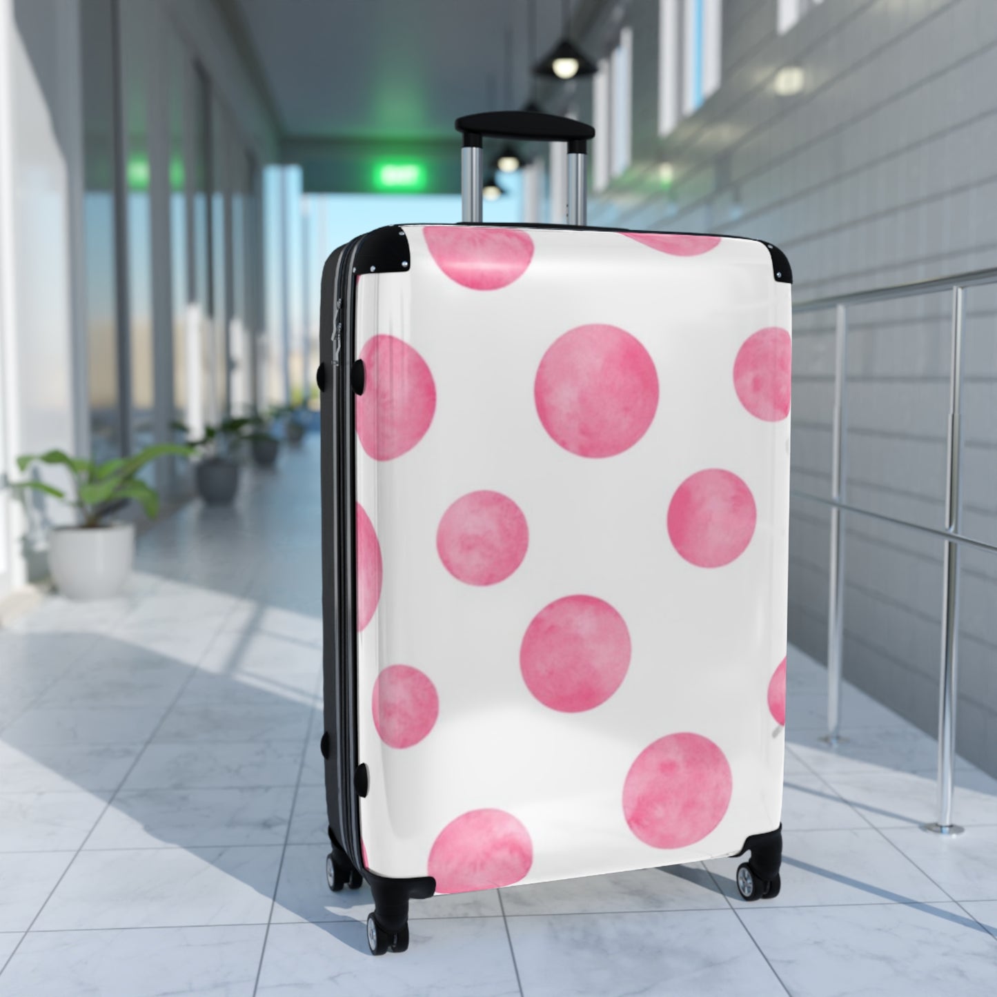 Pink & White Polka Dot Suitcase