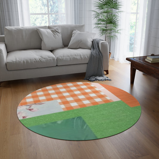 Green and orange Decorative Round Rugs