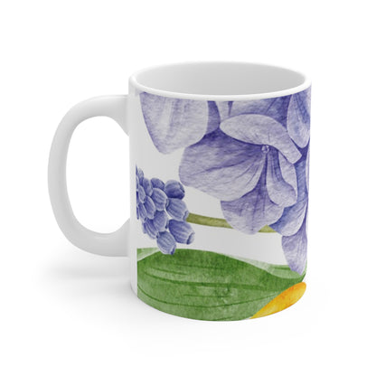 Purple Floral Ceramic Mug, 11oz