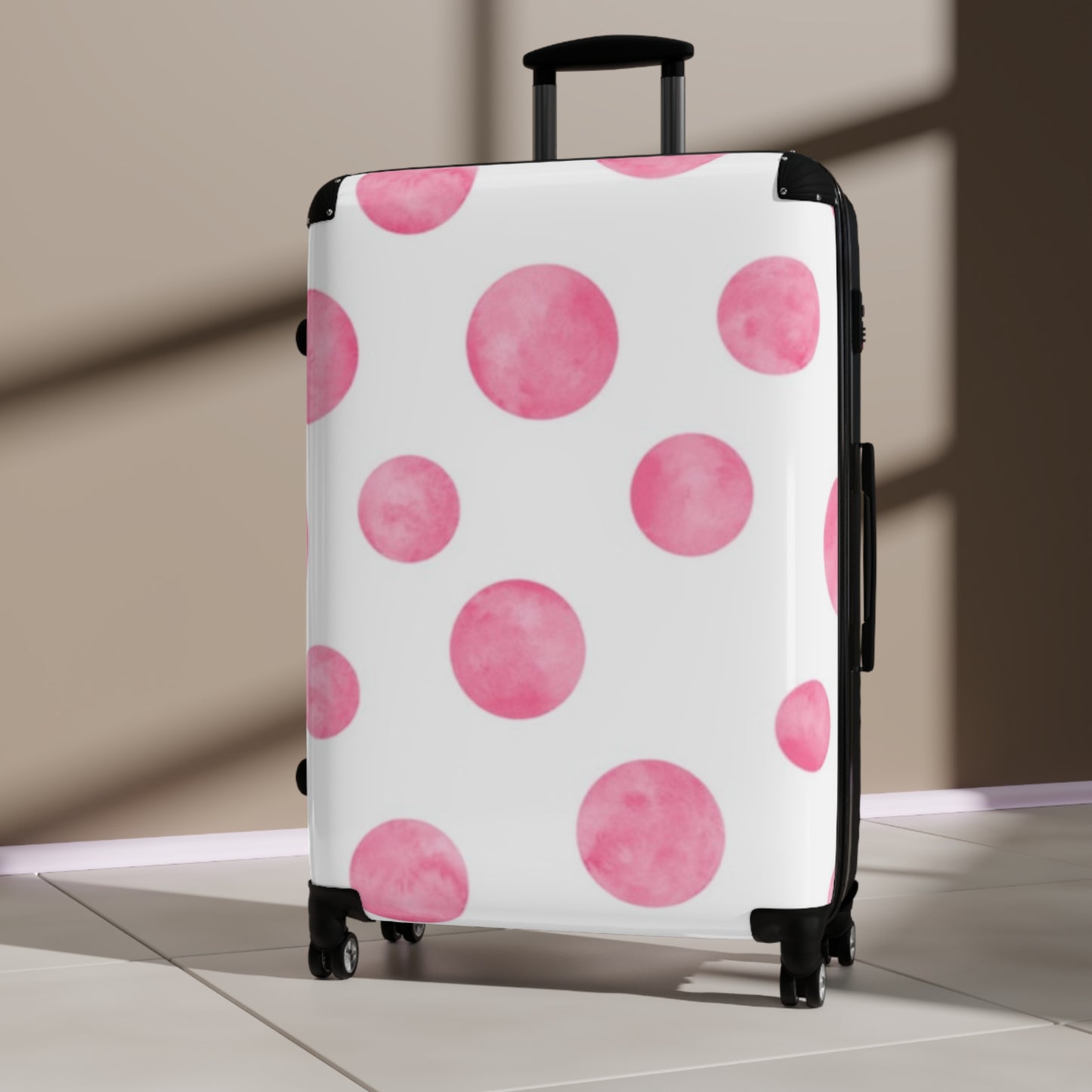 Pink & White Polka Dot Suitcase