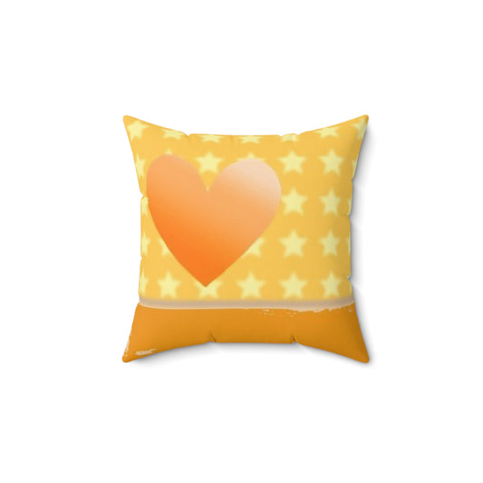 Yellow Polyester Square Pillow