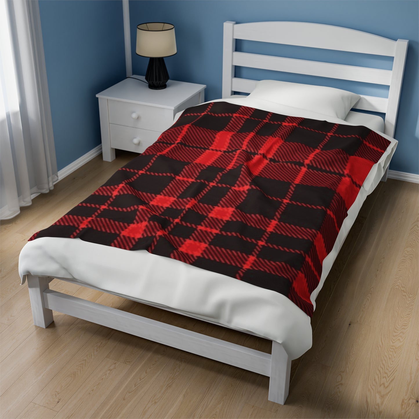 Velveteen Red & Black Plaid Plush Blanket