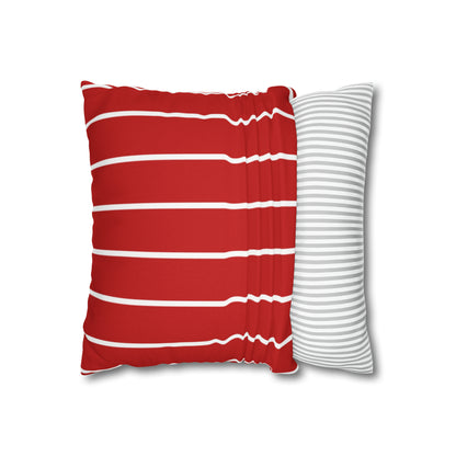 Red & White Stripe Spun Polyester Square Pillowcase