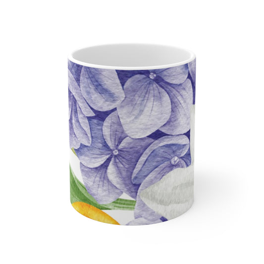 Purple Floral Ceramic Mug, 11oz