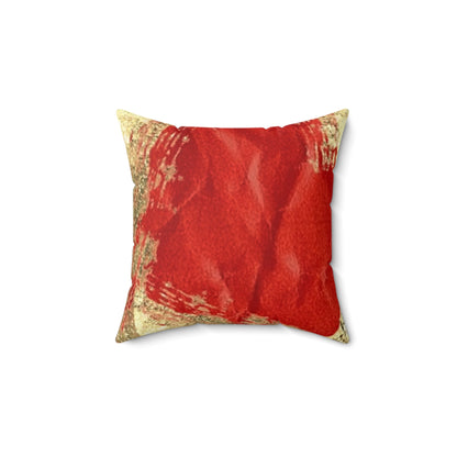 Red and gold Polyester Square Pillow