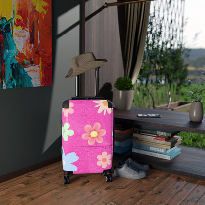 Pink Flowers Design Suitcase