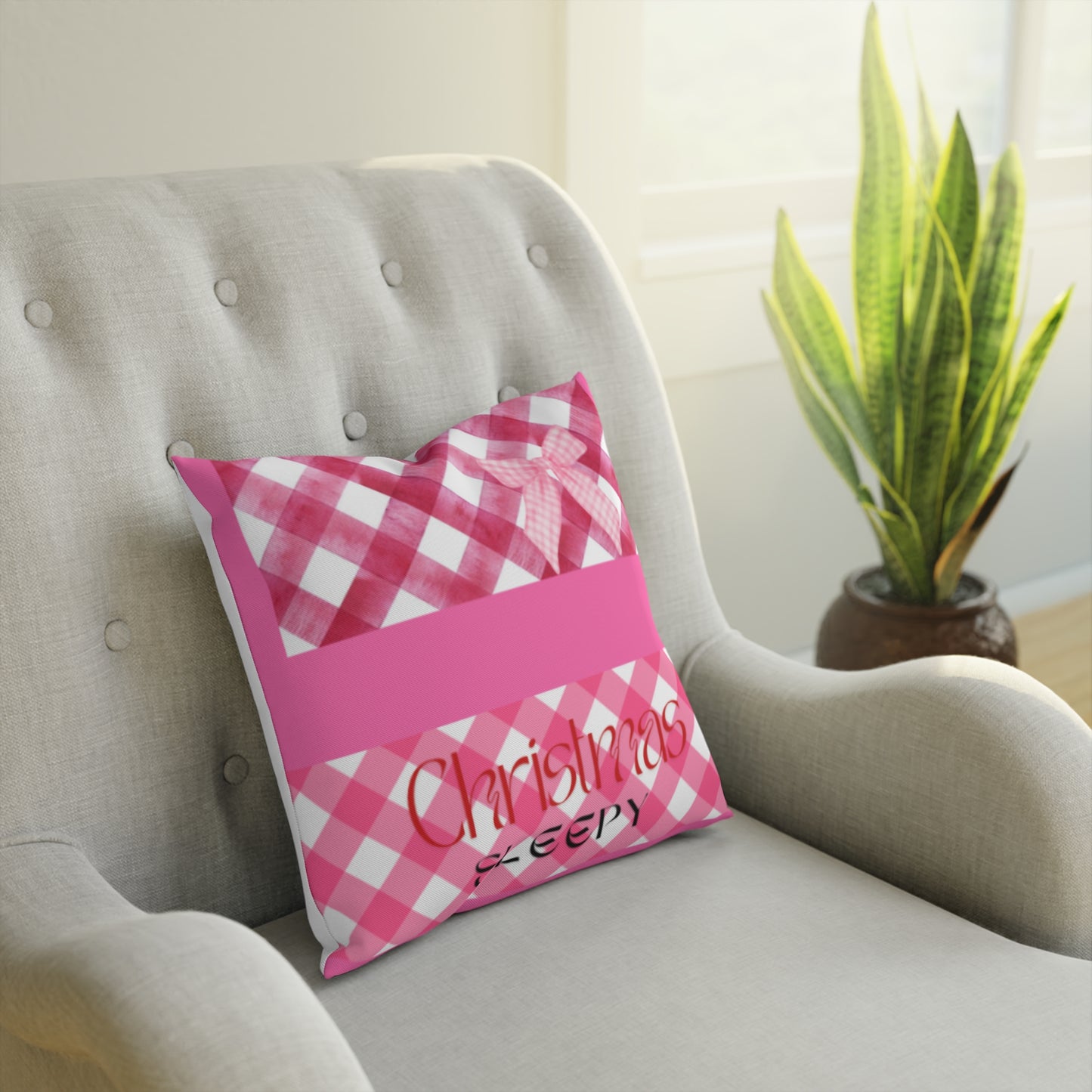 Christmas pink plaid Cushion