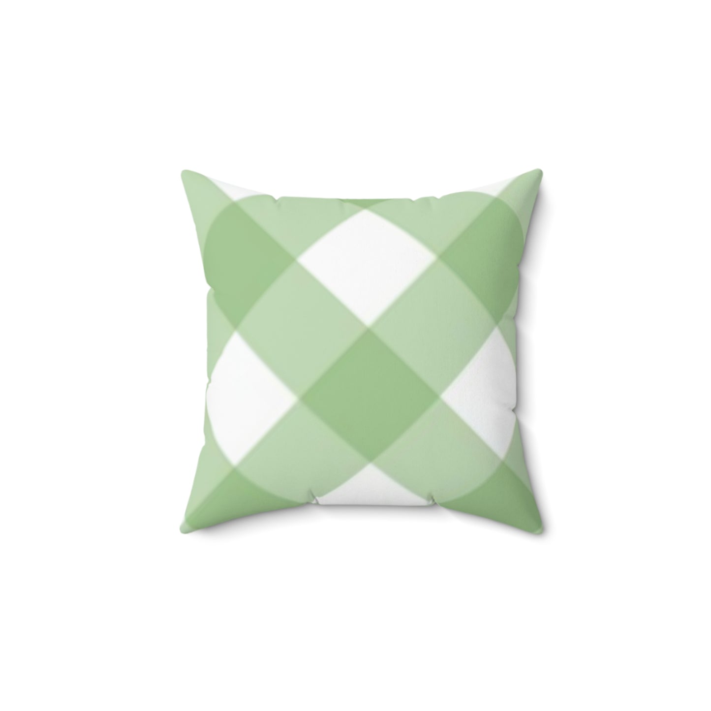 Green  and white Plaid Polyester Square Pillow