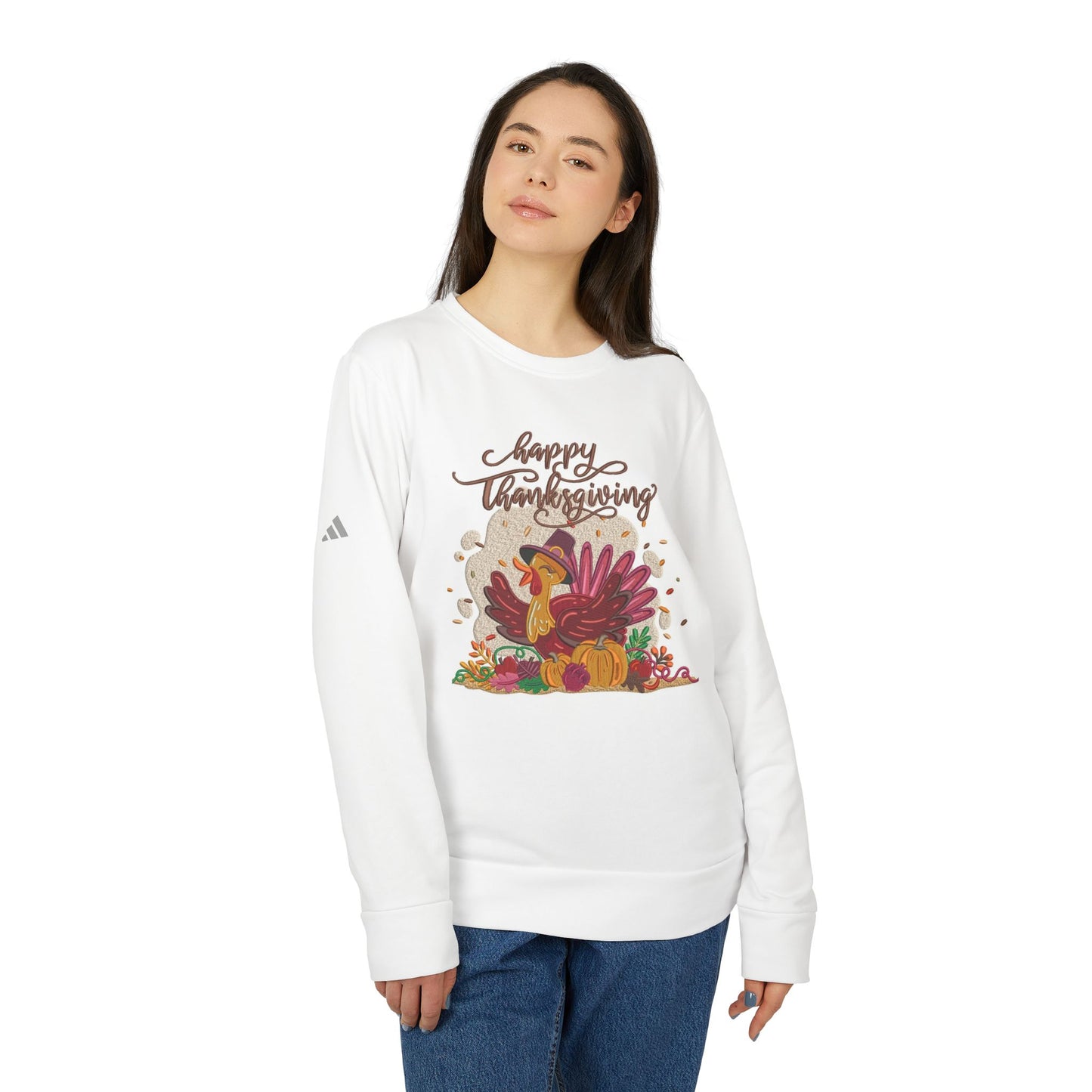 Happy Thanksgiving adidas Unisex Fleece Crewneck Sweatshirt