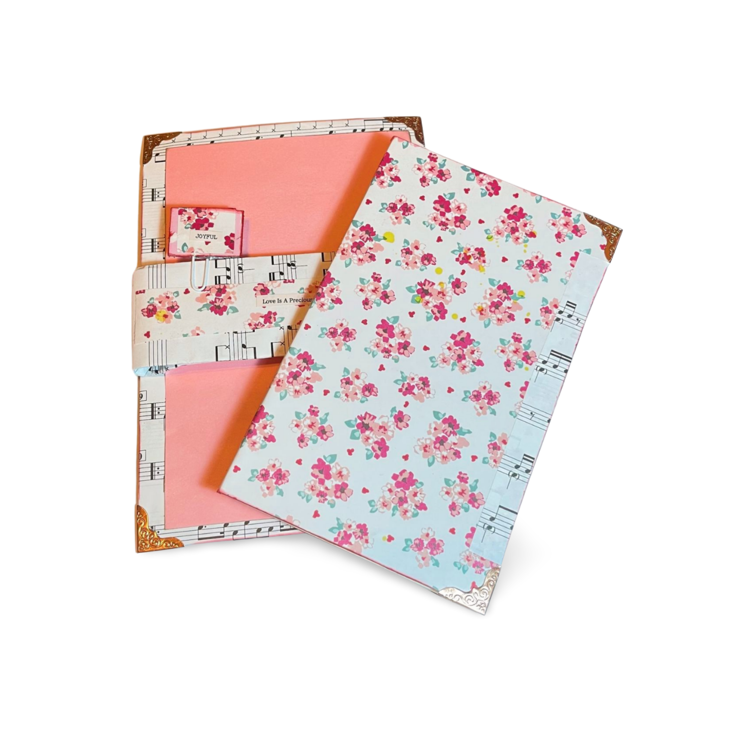 Floral Print Journal with holder