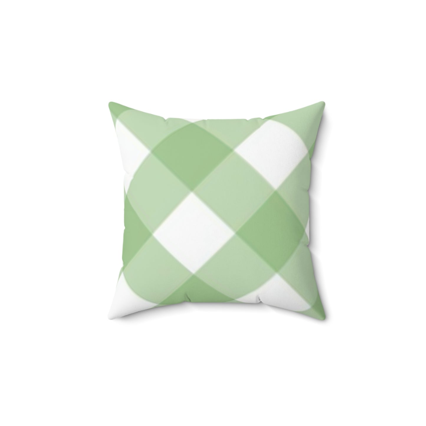 Green  and white Plaid Polyester Square Pillow