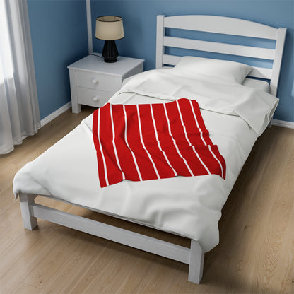 Red & White Stripe Velveteen Plush Blanket