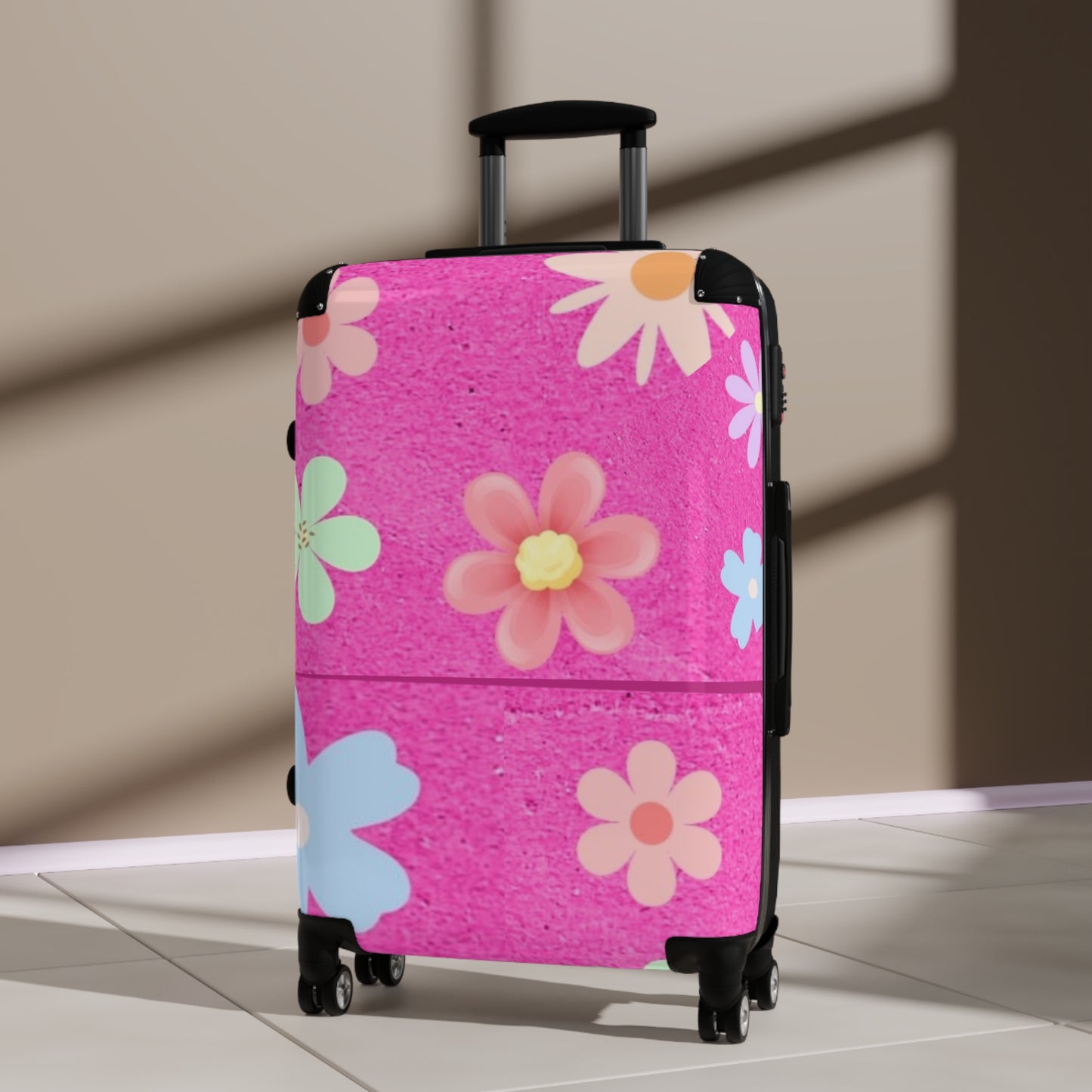 Pink Flowers Design Suitcase