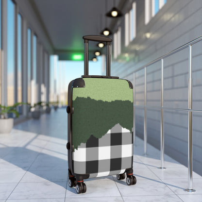 Hunter Green With Plaid Design Suitcase