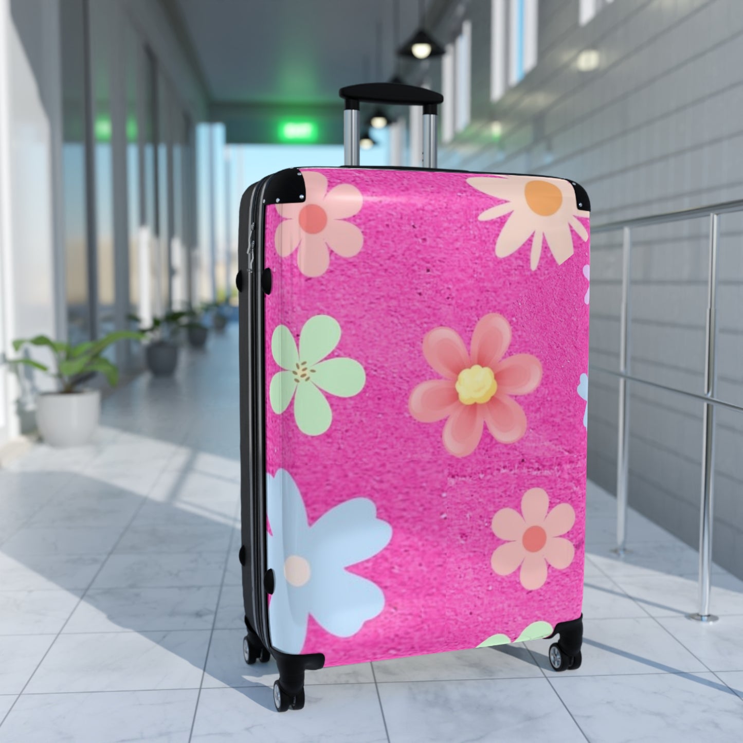 Pink Flowers Design Suitcase