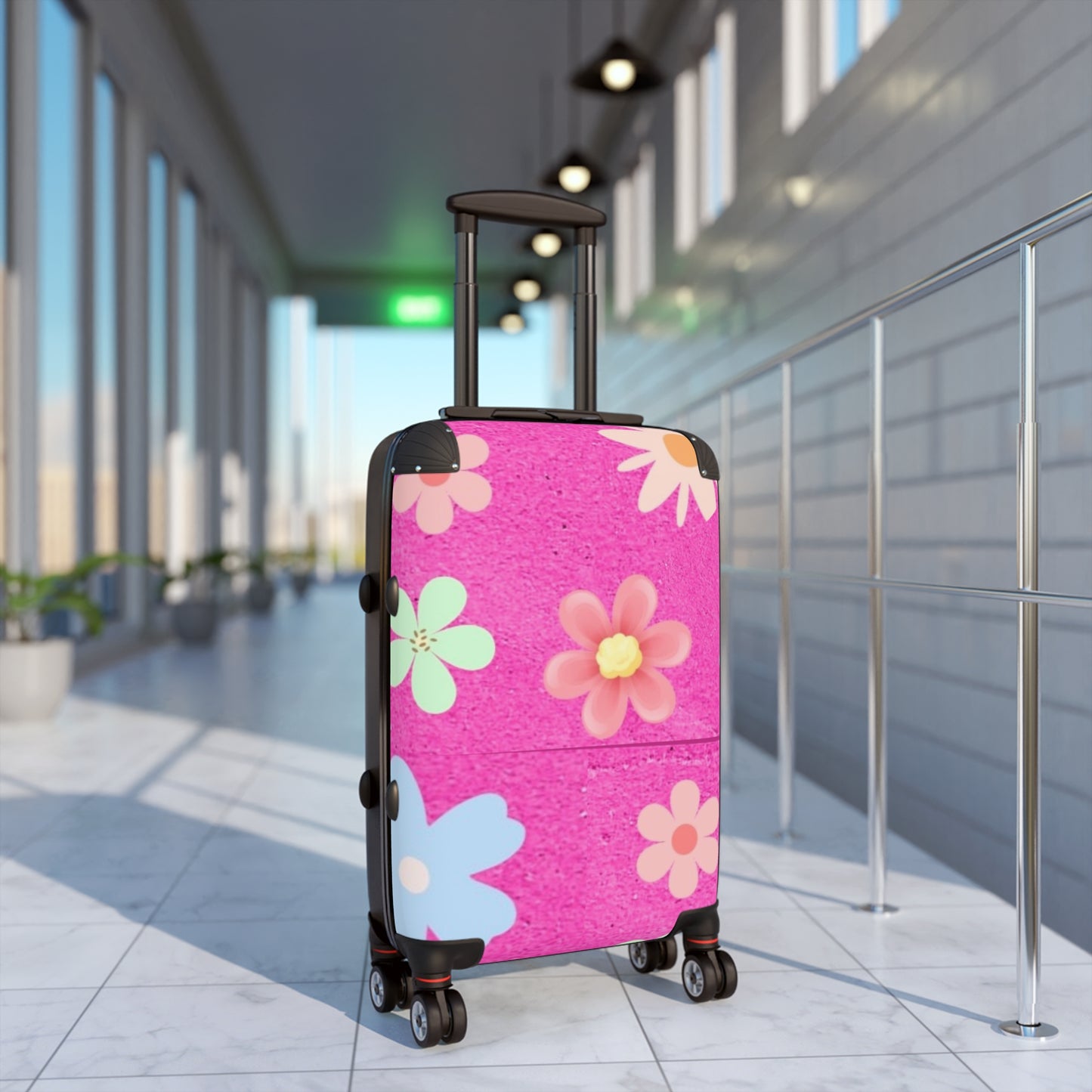 Pink Flowers Design Suitcase