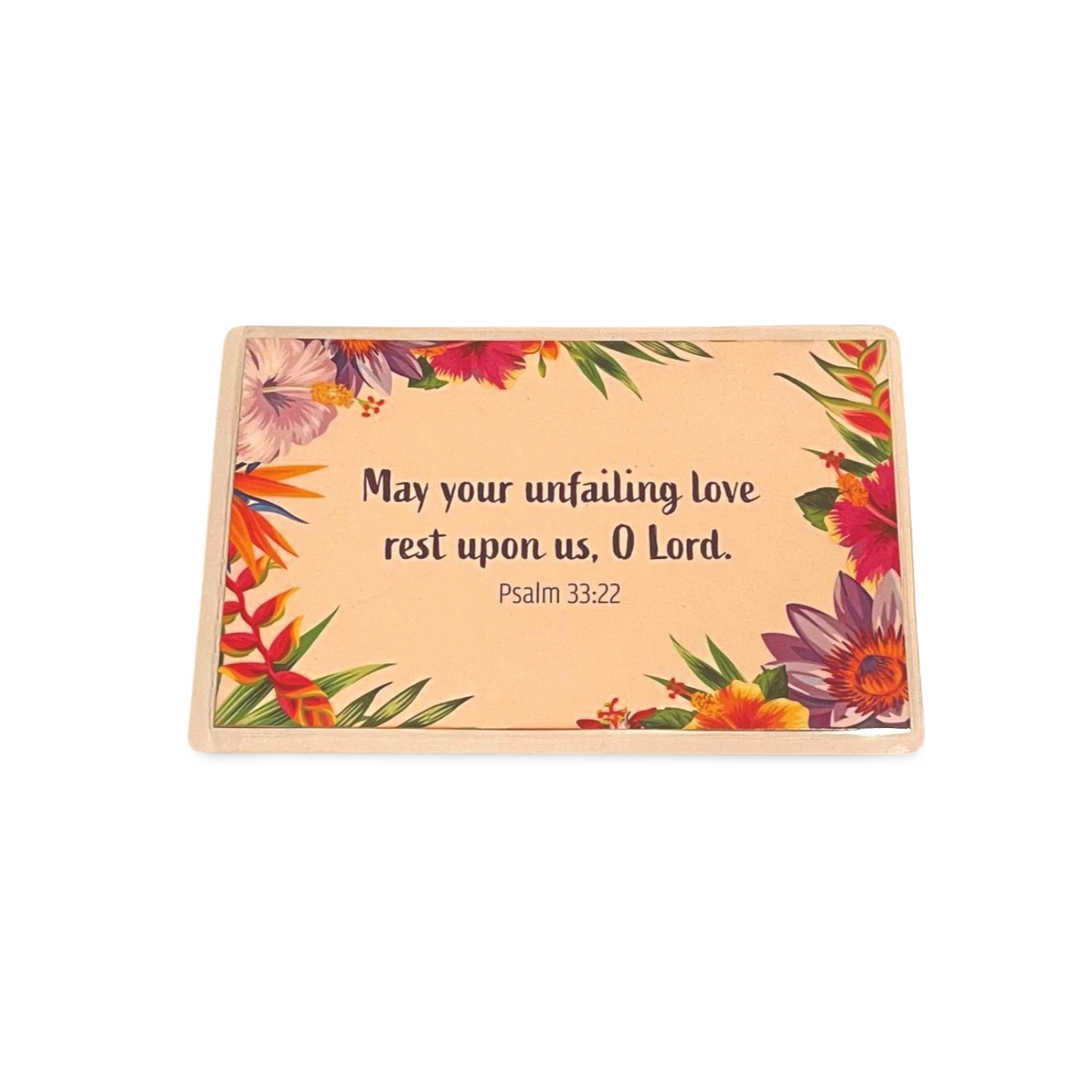 Prayer Card with Psalm 33:22 and floral border design