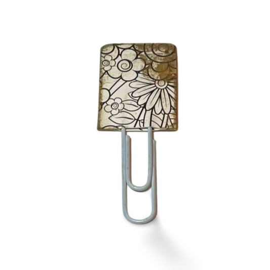 Vintage print flowers paper clip