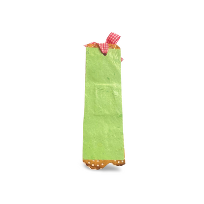 Green book mark with vintage lace