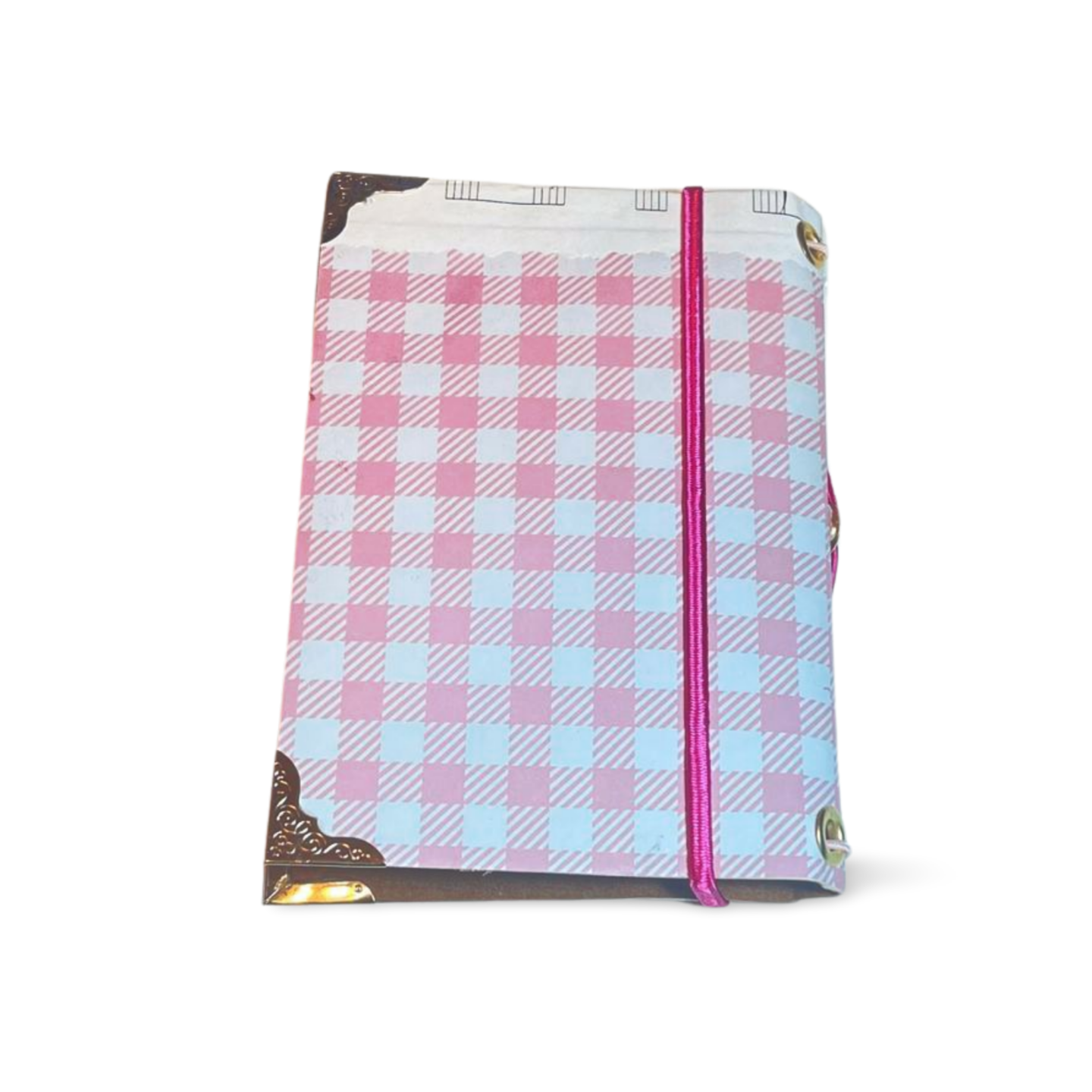 Valentines Pink & White Plaid Cherries Junk Journal