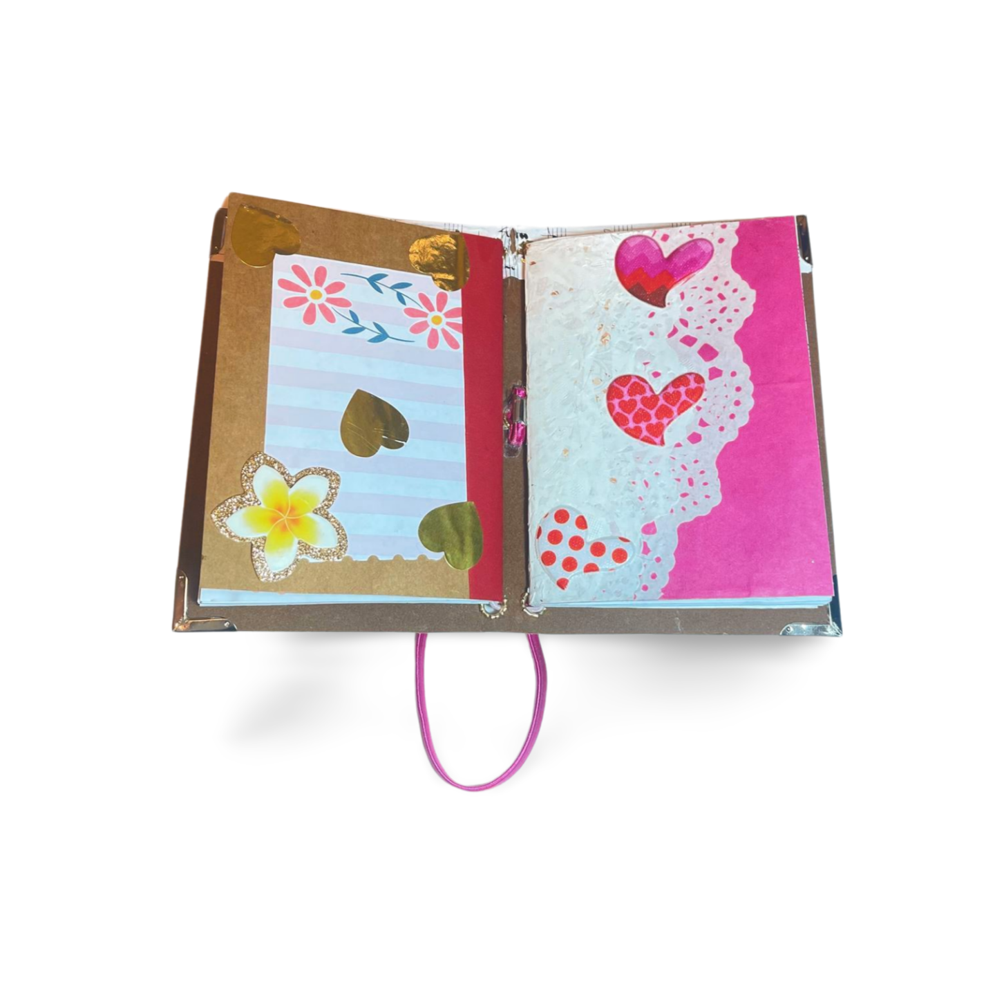 Valentines Pink & White Plaid Cherries Junk Journal