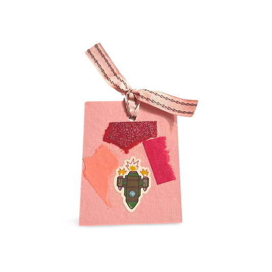 Pink patch work bow book mark