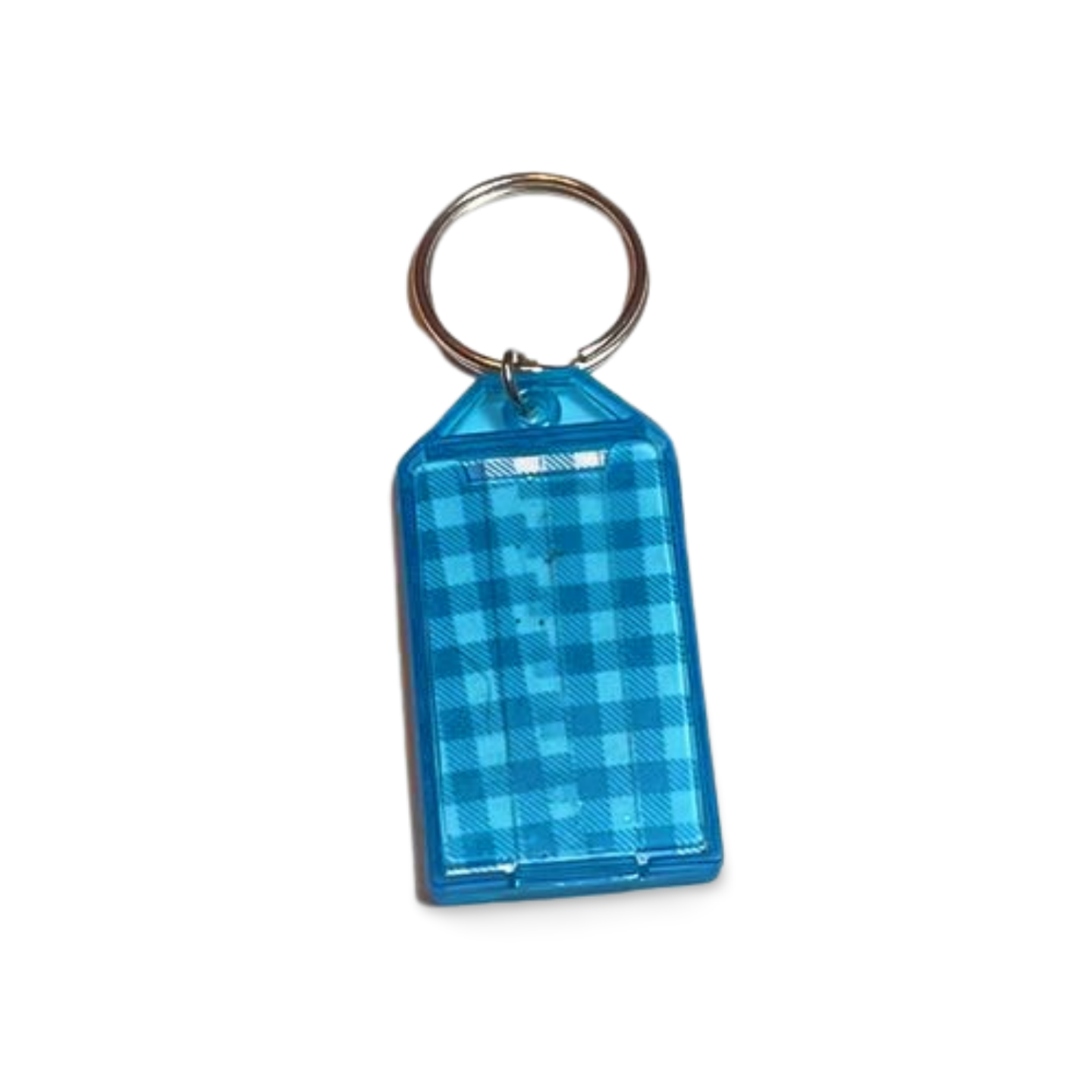 Blue Plaid Double Side Changeable Key Ring